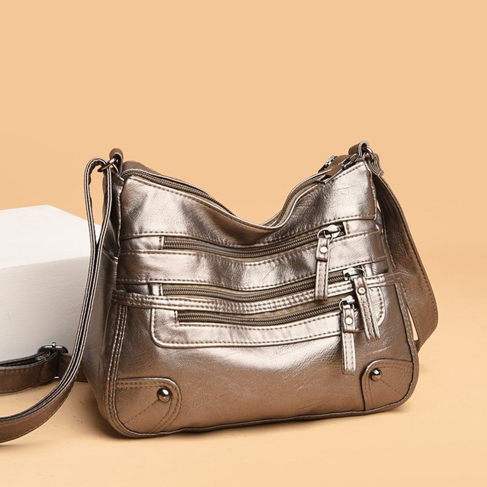 Large Capacity Crossbody Bags for Women Multi Pockets Shoulder Bags Soft Vintage Vegan Leather Tote Purses