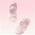thumbnail image 4 of Xfvqtps Ballet Shoes for Girls Soft Sole Non Slip Cross Elastic Straps Lace Bow Pearl Satin Dance Shoes for Gymnastics Performance Pink, 4 of 6