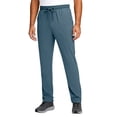 thumbnail image 2 of Domuza Track Pants Men Elastic Waist Drawstring Wide Leg Athletic Hiking Sweatpants Stretchy Lightweight Thin Sweat Pants Dark Blue L, 2 of 6