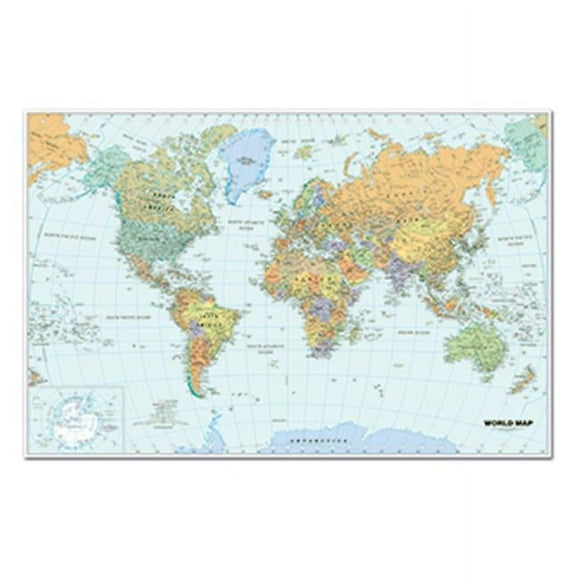 House Of Doolittle Hod711 Us & World Maps Laminated World Map 38X25