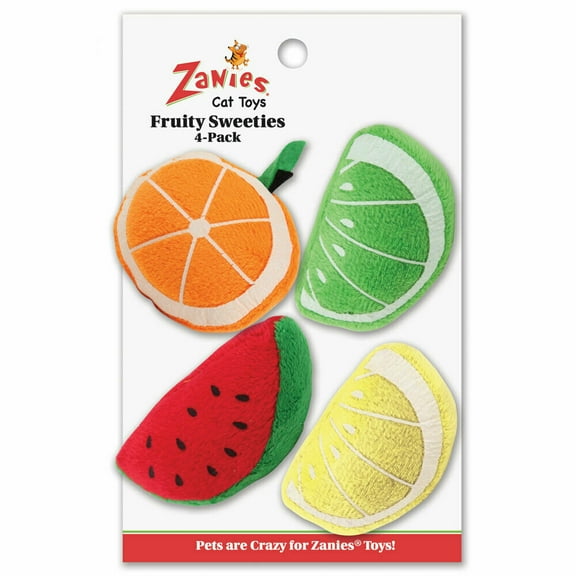 Cat Toys Plush Catnip Infused Fruit Slice Fruity Sweet Citrus Honeysuckle 4 Pack