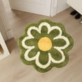 thumbnail image 5 of Holloyiver Cute Bath Mat, Soft Superfine Fiber Flower Bath Mat, 23.6 Inch Non Slip Water Absorbent Rug Bath Door Mats Rugs for Entrance Bedroom Kitchen Bathroom Toilet Floors (Green), 5 of 6