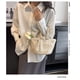 thumbnail image 3 of Nvzi Bolso de mano de paja, bolso de mano de gran capacidad, bolso con asa superior, bolso de paja elegante de verano, blanco, 3 of 5