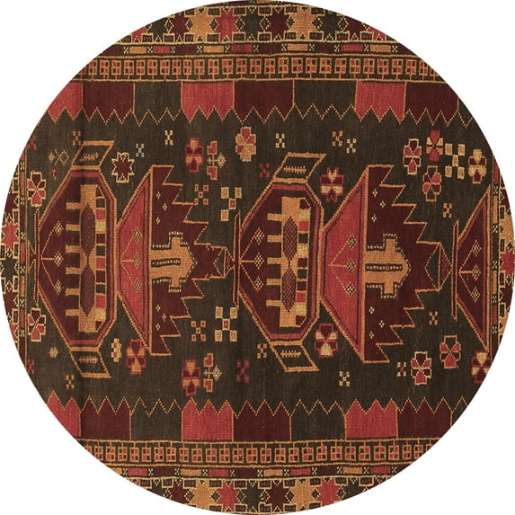 Ahgly Company Indoor Round Persian Brown Traditional Area Rugs, 4' Round