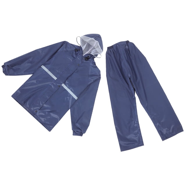 Minkissy Reflective Double Layer Navy Raincoat and Pants Motorcycle Rain Suit for Outdoor Activities