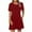 Red, variant on Sevevn Woman Fashion Comfortable Summer Solid Color Short Sleeve Round-Neck Dress Black S