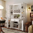 thumbnail image 2 of 74.1" Tall Wine Cabinet with Wine Rack & Glass Holder, 4-Door Storage Cabinet with Drawer & Open Shelves, Multifunctional Bar Cabinet with Door Storage for Dining Room, 2 of 21