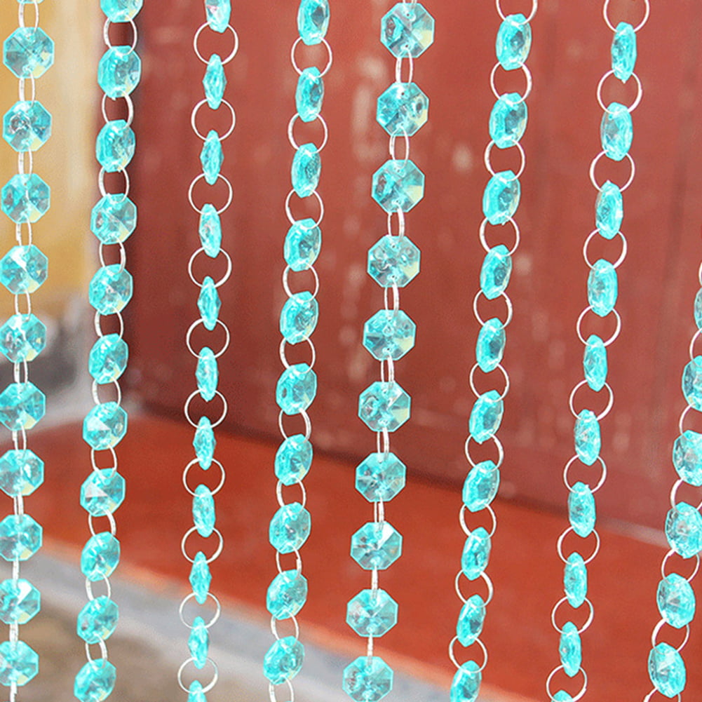 Clear Acrylic Crystal Chandelier Part Octagonal Beads Link Chain DIY Decor Acces 