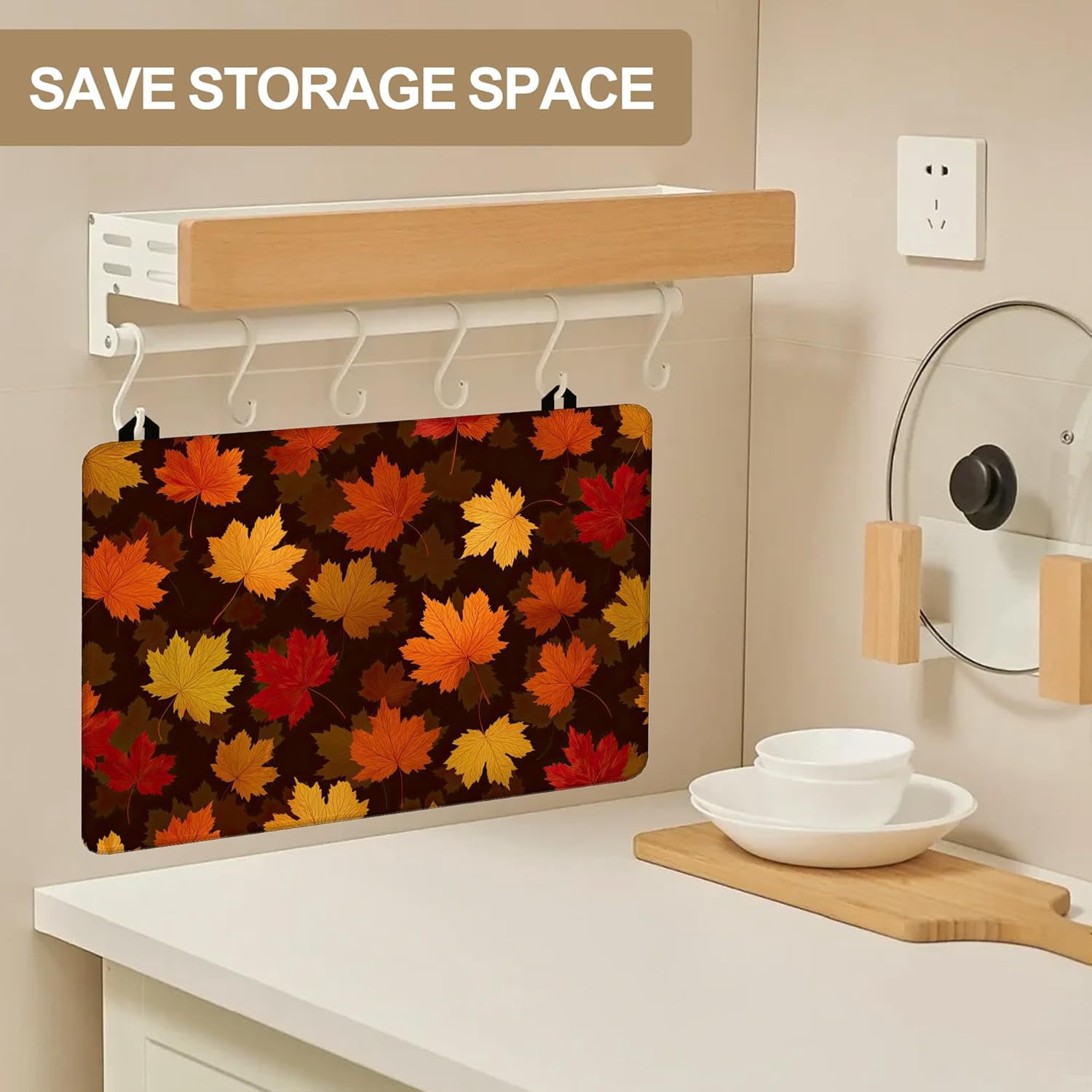 Stove Top Covers for Electric Stove,Maple Leaf Autumn Heat Resistant Glass Cooktop Cover Protector for Kitchen Ceramic Countertop Dish Drying Mats 28.5“ x 20.5“