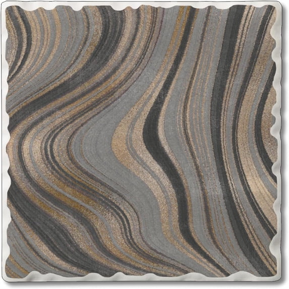 Absorbent Stone Tumbled Tile Coasters, Gilded Swirl IV, Set of 4