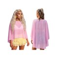 thumbnail image 2 of Argulvti Women Poncho Tops Fashion Crew Neck Solid Color Loose Fit Summer Sheer Cover Up Shawl Wrap, 2 of 9