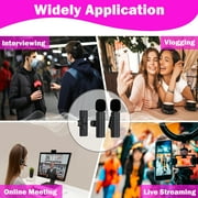 RONY Wireless Lavalier Lapel Microphone Compatible with iPhone iPad - Professional 2 Clip-on Mini Bluetooth Mics for YouTube Interview Livestream Vlog Podcast