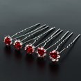 thumbnail image 3 of 40 Pcs Bridal Rhinestone Hair Pins Wedding Rose Flower Hairpins U Shaped Crystal Hair Clips Metal Hair Fork Bridesmaids Bobby Pins for Women Girls Red, 3 of 5
