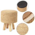 thumbnail image 5 of REDEARTH Foot Stool -Handmade Wooden 4 Legs Jute Seat Footrest for Living Room, Bedroom, Nursery, kidsroom, Patio, Gym; 100% Jute (16"x14"x14"; Natural), 5 of 9