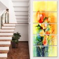 thumbnail image 1 of Colored Watercolor Flowers on Yellow - Large Floral Canvas Art Print, 1 of 3