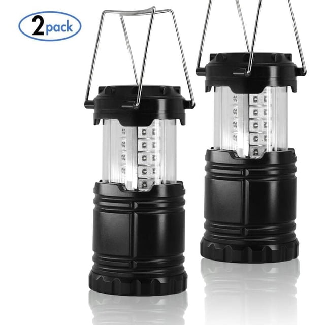 Lanternes Portables pour Camping, Éclairage Ultime Lumières d'Urgence Pliables à Piles Matériau Robuste pour Randonnée en Plein Air Ouragan 2 Pcs