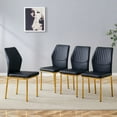 thumbnail image 2 of SUDICA Simple Chair - PU Material High Resilience Dining Chair with Metal Gold Leg.The Chair Back Has a Vertical Stripe Design with Smooth and Uniform Lines., 2 of 8