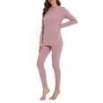 thumbnail image 3 of Zando Womens Thermal Underwear Two Piece Long Johns Set Fleece Lined Winter Base Layer Ultra Soft Top Bottom Lounge Set Pink M, 3 of 5