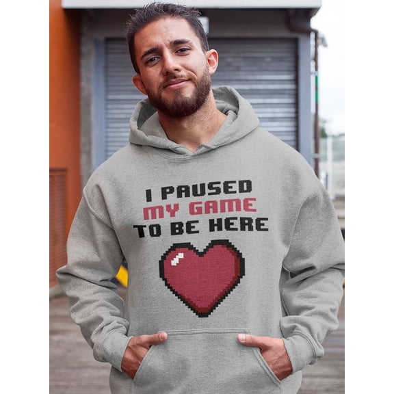 I Paused My Game Pixelated Heart Hoodie Men's -GoatDeals Designs