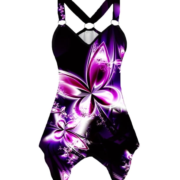 Rose & Skull Print Dress, Gothic Sleeveless Asymmetrical Hem Dress, Women's Clothing