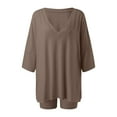 thumbnail image 5 of WAYUTE Womens 2 Piece Outfits Oversized Oversized V Neck Short Sleeve T Shirt and Shorts Activewear Travel Baggy Matching Clothing, 5 of 6