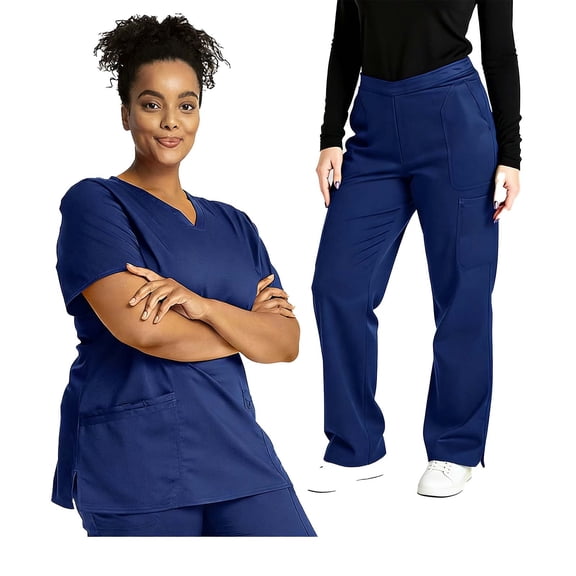 Neewe Womens Essential Cool Stretch Set Loose Drawstring Caregiver Nursing Uniform Set