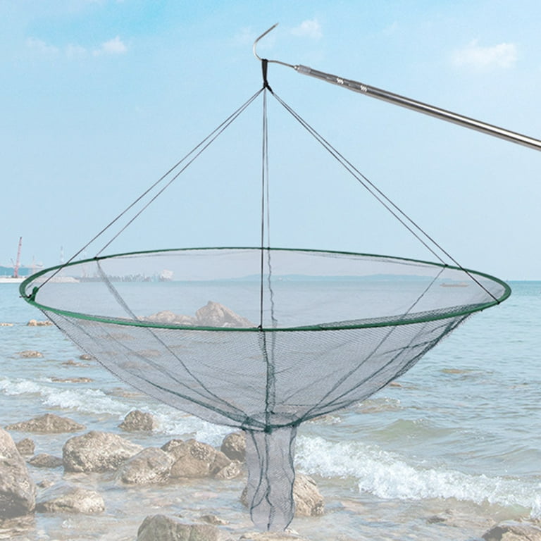 Folding Nylon Landing Net,Foldable Large Drop Landing Net,Nylon Mesh Landing Net Fish , Fishing Accessorieswork,Harbour Pond Prawn Fishing, Size: 100