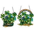 thumbnail image 6 of Usloyux 2Pcs 2D Acrylic Shamrock Pendant, Four Leaf Clover Window Hanging Decor, Outdoor Porch Chain Decoration, Weather Resistant, Easy to Hang, Festive St. Patrick's Day Decorations, 6 of 9