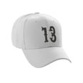 thumbnail image 3 of Daxton Structured Baseball Hat Cap Curved Visor Vintage Custom Number, White Hat, Black Number 13, 3 of 3