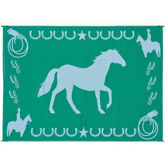 Stylish Camping Reversible Lucky Horse Patio Mat