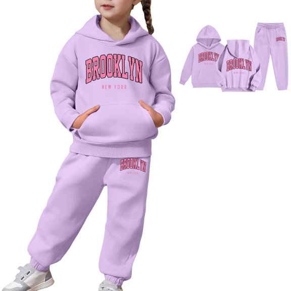 Girls Outfits Set Toddler Long Sleeve Warm Hoodie Pullover Tops Pants for Kids Lightweight Sweat Suit Ideal for Everyday Casual Use