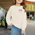 thumbnail image 2 of KAUOD Girls Cotton Crew Neck Sweatshirts Cute Heart Print Ribbed Cuffs Pullover Sweater Teen Kids Long Sleeve Shirt Tops, 2 of 6