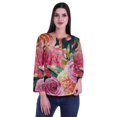 thumbnail image 1 of Moomaya Printed Button Placket Full Sleeve Top Round Neck WoMen's Casual Summer Tunic, 1 of 6