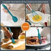 Vesteel 15-Piece Kitchen Utensils Set, Silicone Cooking Utensils with Holder, Non-stick Cookware Friendly & Heat Resistant - Teal Blue