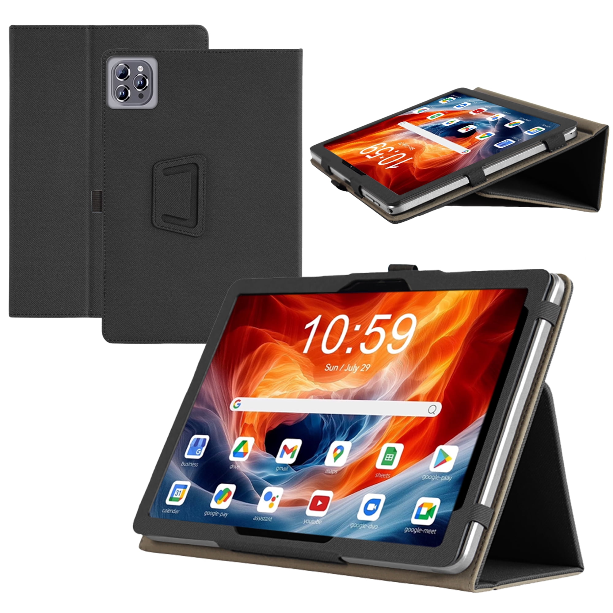 【RUIXH】For STA VEAPAD-11G / VEAT00L F11 / VEAT00L 10.1Inch protective Case Android 13 Tablet Case Premium PU Leather Lightweight Portable Built-in Stand Pen Slot Design With Wrist Strap (Black)