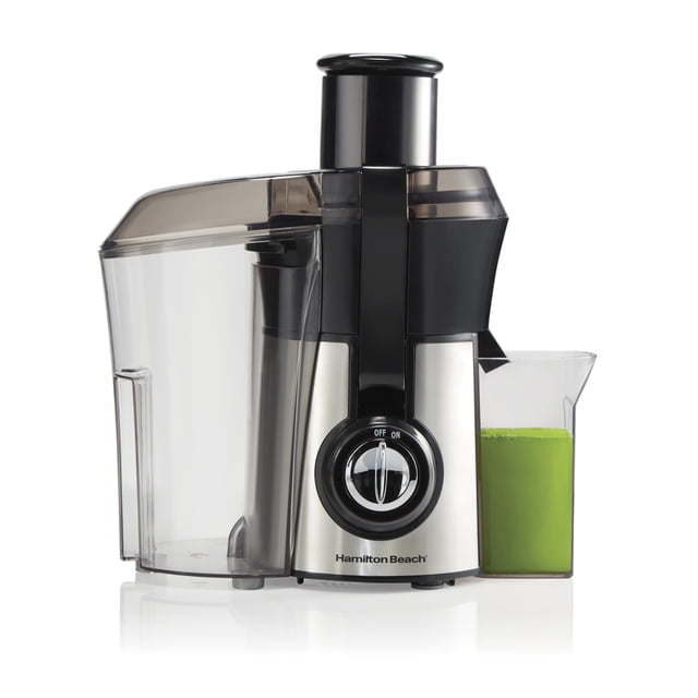 Hamilton Beach 67608Z Extractor de Jugos Big Mouth, Boca Ancha, 800 WATTS, Mediano, Plateado con Negro.
