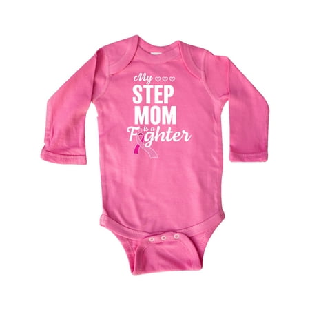 

Inktastic Breast Cancer Awareness My Step Mom is a Fighter Gift Baby Boy or Baby Girl Long Sleeve Bodysuit