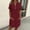 Wine, variant on QUNYINEY Midi Womens Dresses Summer A Line Short Sleeve Sundress with Pockets Solid Loose Fit V Neck Button Dresses