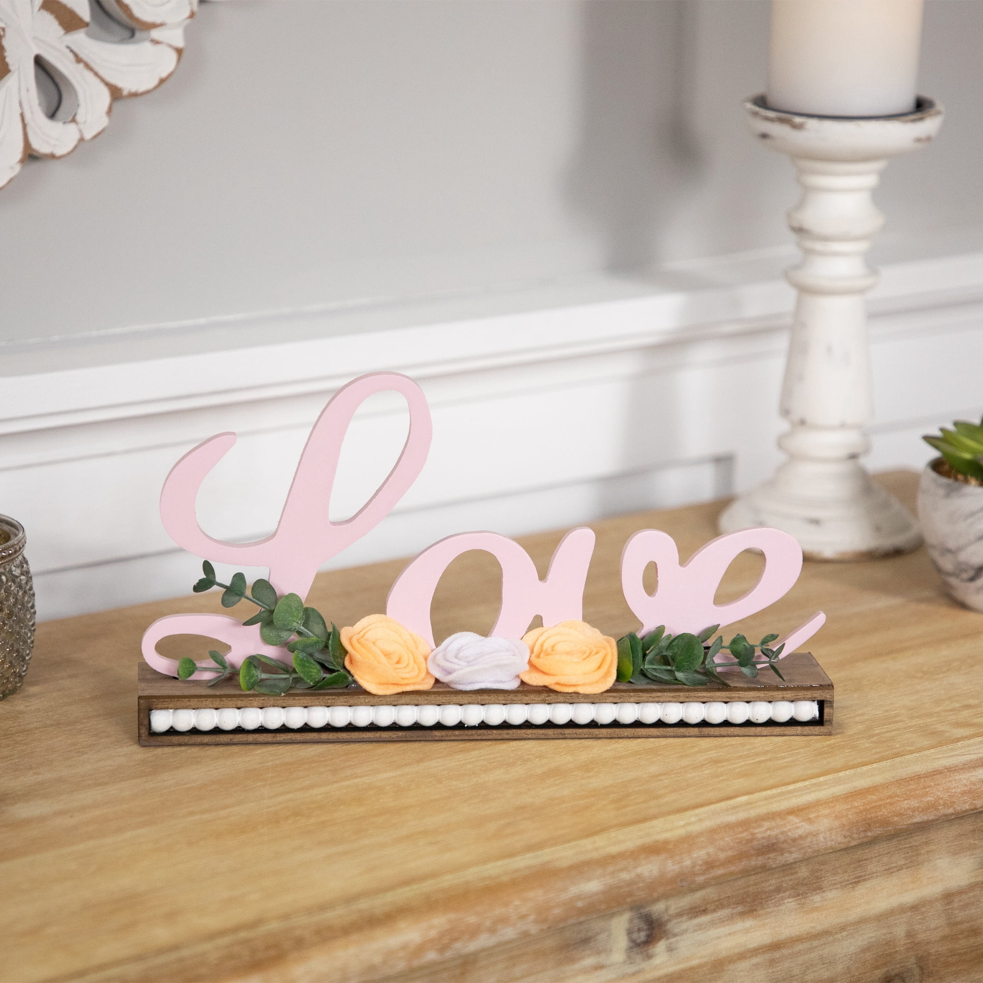 Northlight Love with Flowers Wooden Valentine's Day Sign - 11.25"