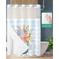 thumbnail image 2 of No Hook Shower Curtain with Snap in Liner, Blue Plaid Rose Flower Printing Hotel Shower Curtains for Bathroom, Washable Shower Curtain Liner Set with Mesh Top Window, 66"x72", 2 of 6