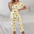 thumbnail image 5 of Easter Women Pajama Set 2026 Lounge Egg Bunny Printed Plus Size Short Sleeve Shirts and Capri Pant Pjs Set 2 Piece Outfits, 5 of 7