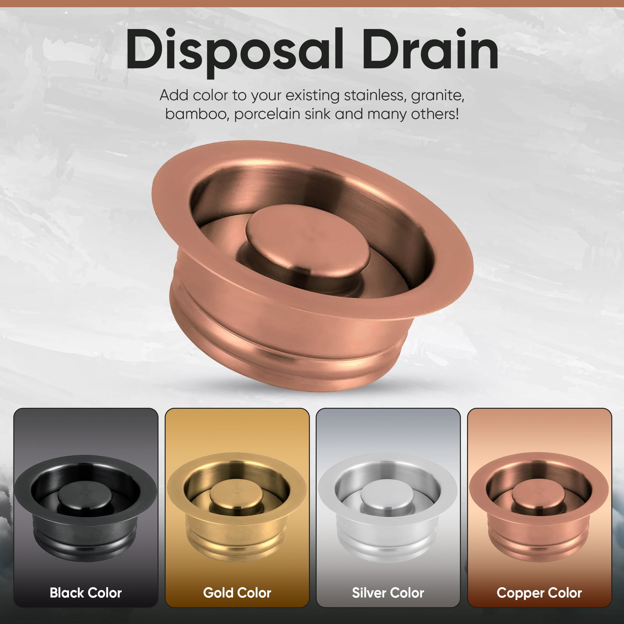 Strictly Sinks Garbage Disposal Flange & Stopper - Stainless Steel Garbage Disposal Drain for 3-1/2 Inch Standard Sink Drain Hole - Anti-Clog Kitchen Sink Drain with Garbage Disposal Stopper Copper