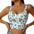 thumbnail image 2 of Haiem Bears and Tropical Leaves Pattern Womens Sports Bra - U Neck Padded Low Impact Yoga Bra Workout Crop Top Gym Moisture-Wicking Workout Vest -Small, 2 of 9