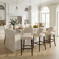 thumbnail image 6 of VKNOW 26" Upholstered Counter Height Bar Stools Set of 2, Wood Legs with Footrest, Cutout Back for Kitchen Island, Dining Room, Home Bar,Beige, 6 of 8