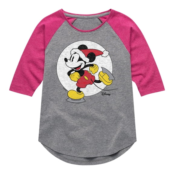 Disney - Mickey Skating - Toddler & Youth Girls Raglan Graphic T-Shirt