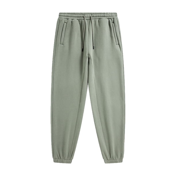 Puntoco Pantalones casuales de color sólido con cordón en el tobillo para hombre, pantalones largos