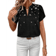 thumbnail image 1 of Tops Elegantes de Verano con Cuello en V y Corta para Mujer Negro M, 1 of 7