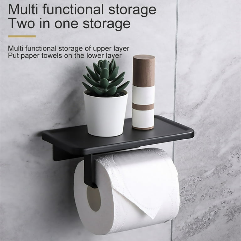 Black Toilet Paper Holder With Shelf Toilet Roll Holder Black