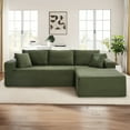 thumbnail image 2 of Muumblus Modular Sectional Sofa, Oversized L-Shape Cloud Couch, Modern Corduroy Sleeper Couches for Living Room, No Assembly Required, Green (Right Facing Chaise), 2 of 11