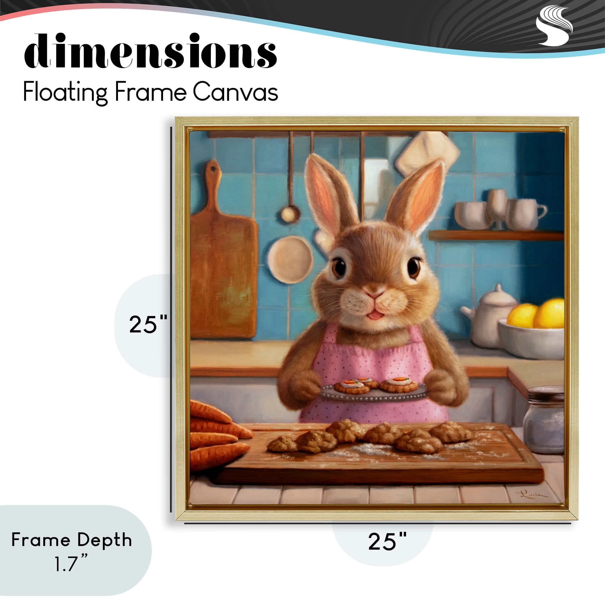 Stupell Industries Mrs. Bunny Bakewell Gold Framed Floater Canvas Wall Art, design by Lucia Heffernan